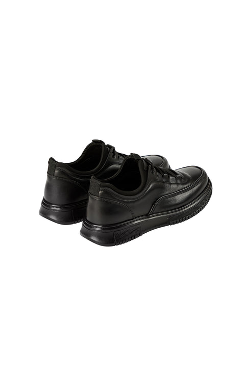 Black Laced Leather Sneakers