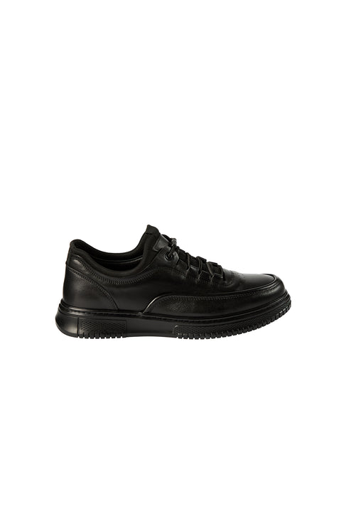 Black Laced Leather Sneakers