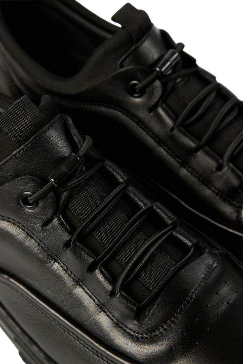 Black Laced Leather Sneakers
