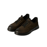 Mid Anthracite Lace-Up Leather Sneakers