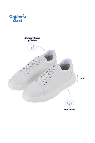 Beyaz Memory Foam EVA Taban Rahat Konforlu Günlük Spor Sneaker Ayakkabı