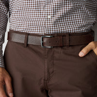 Dark Brown Flat Leather Belt (Width 3.5 cm)
