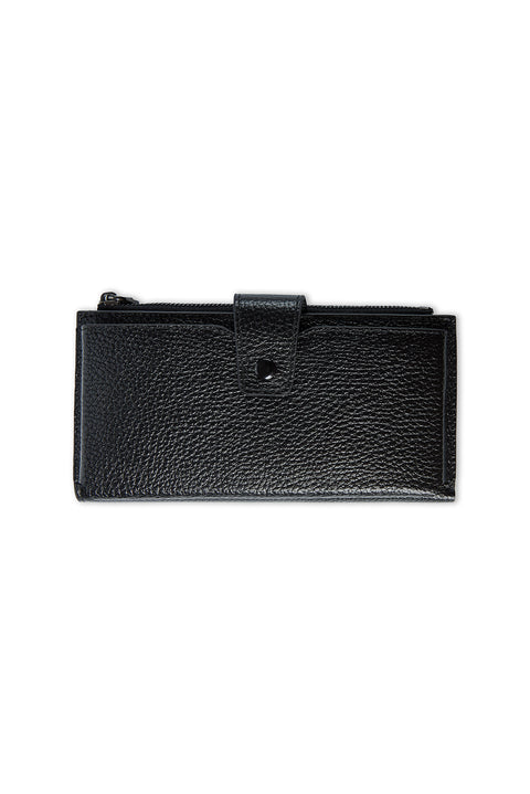 Black Leather Wallet with Phone Compartment (Length: 18CM Height: 9 CM) Phone Holder (16.5 CM * 7.5 CM)
