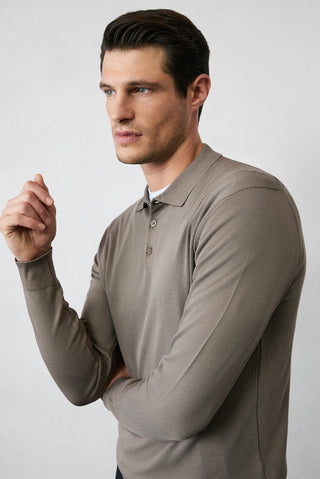 Orta Vizon Regular Fit Düğmeli Polo Yaka Triko Kazak