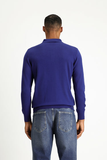 İndigo Polo Yaka Regular Fit Pamuklu Triko Kazak