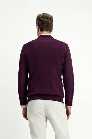 Koyu Bordo Polo Yaka Regular Fit Pamuklu Kaşmirli Triko Kazak