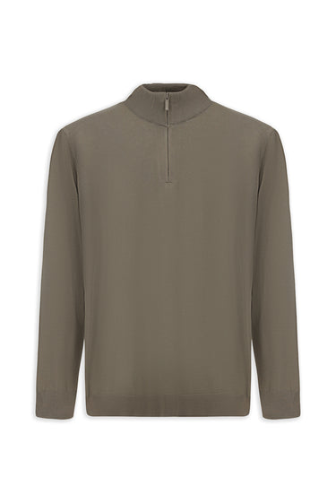 Orta Vizon Regular Fit Yarım Balıkçı Yaka Fermuarlı Triko Kazak