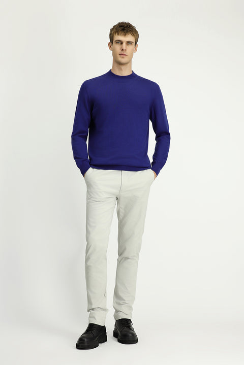 Indigo Half Turtleneck Regular Fit Cotton Cashmere Knit Sweater
