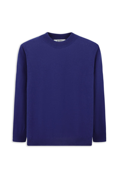 Indigo Half Turtleneck Regular Fit Cotton Cashmere Knit Sweater