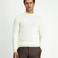Off-white Half Turtleneck Regular Fit Wool Basic Knitted Sweater