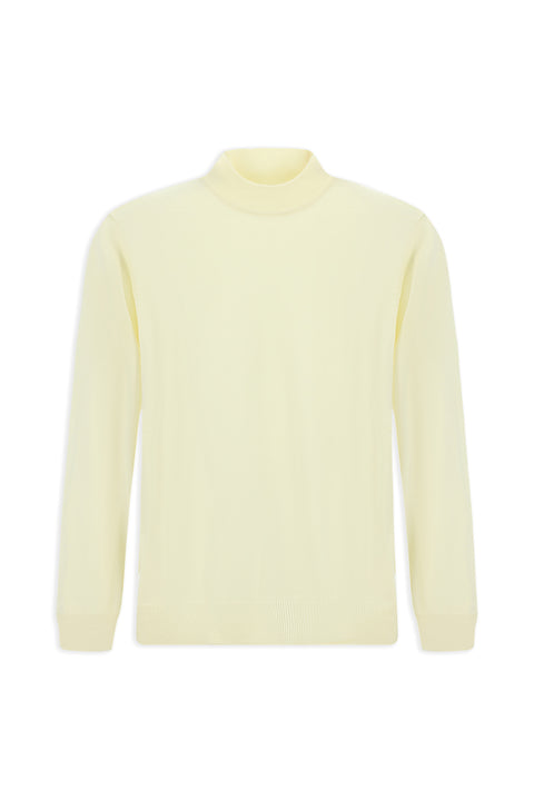 Off-white Half Turtleneck Regular Fit Wool Basic Knitted Sweater