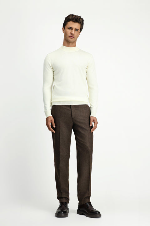 Off-white Half Turtleneck Regular Fit Wool Basic Knitted Sweater