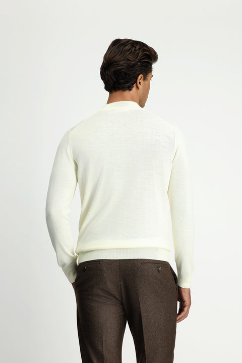 Off-white Half Turtleneck Regular Fit Wool Basic Knitted Sweater