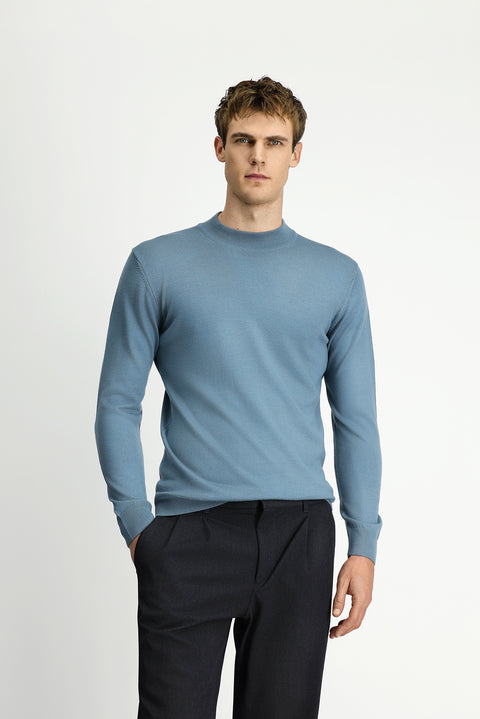 Moss Green Half Turtleneck Regular Fit Wool Basic Knitted Sweater