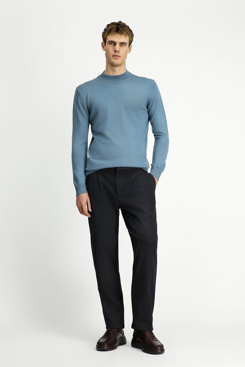 Moss Green Half Turtleneck Regular Fit Wool Basic Knitted Sweater