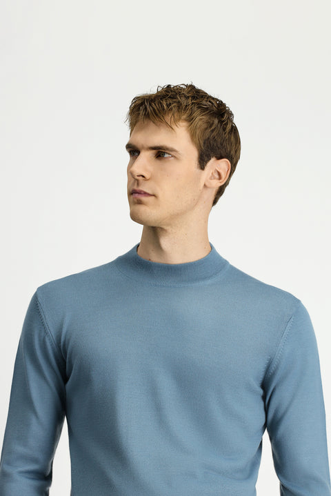 Moss Green Half Turtleneck Regular Fit Wool Basic Knitted Sweater