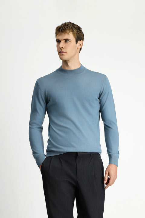 Moss Green Half Turtleneck Regular Fit Wool Basic Knitted Sweater