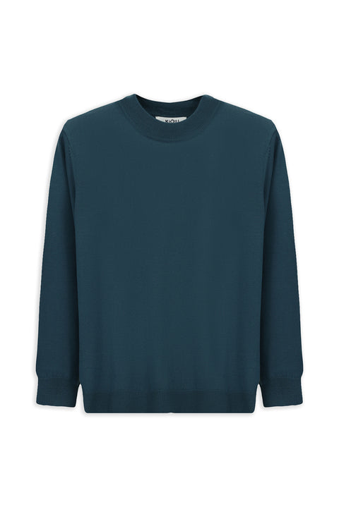 Dark Green Semi-Turtleneck Regular Fit Wool Basic Knitted Sweater