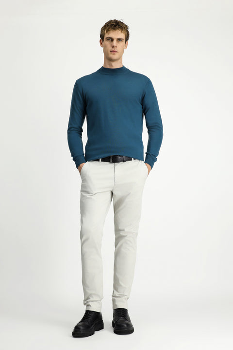 Dark Green Semi-Turtleneck Regular Fit Wool Basic Knitted Sweater
