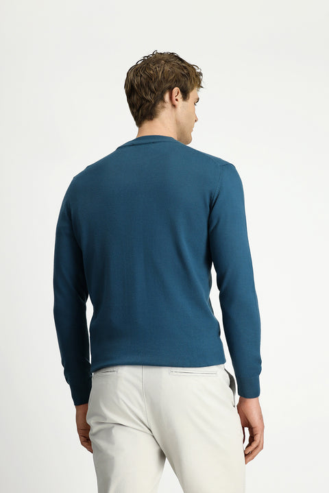Dark Green Semi-Turtleneck Regular Fit Wool Basic Knitted Sweater