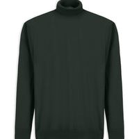Military Khaki Turtleneck Regular Fit Warm Wool Knit Sweater