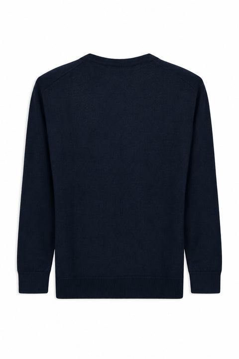 Dark Navy V-Neck Regular Fit Warm Wool Knit Sweater