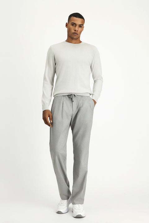 Stone Crew Neck Regular Fit Cotton Knit Sweater