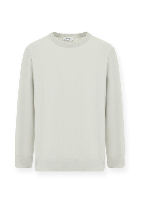 Stone Crew Neck Regular Fit Cotton Knit Sweater