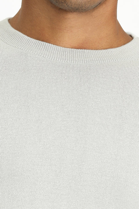 Stone Crew Neck Regular Fit Cotton Knit Sweater