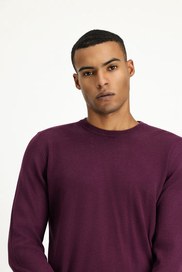 Koyu Bordo Bisiklet Yaka Regular Fit Pamuklu Triko Kazak