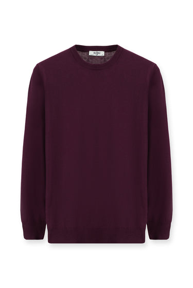 Koyu Bordo Bisiklet Yaka Regular Fit Pamuklu Triko Kazak