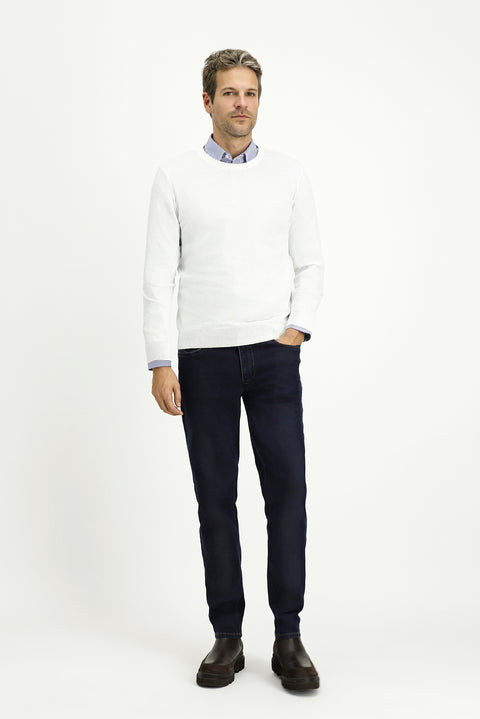 Off-White Crew Neck Regular Fit Cotton Cashmere Knit Sweater