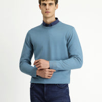 Küf Yeşili Bisiklet Yaka Regular Fit Yünlü Triko Kazak