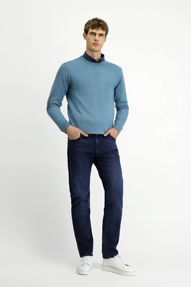 Küf Yeşili Bisiklet Yaka Regular Fit Yünlü Triko Kazak