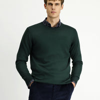 Military Khaki Crew Neck Regular Fit Wool Knitted Sweater