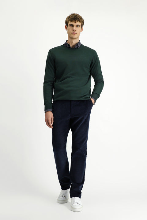 Military Khaki Crew Neck Regular Fit Wool Knitted Sweater