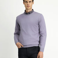 Lilac Crew Neck Regular Fit Wool Knitted Sweater