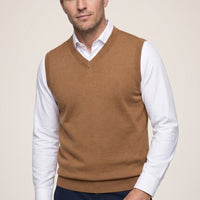Camel V-neck sweater knit