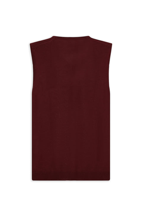 Dark Burgundy V-Neck Wool Knit Sweater