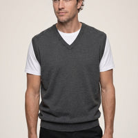 Medium Anthracite Melange V-Neck Wool Knitwear Sweater