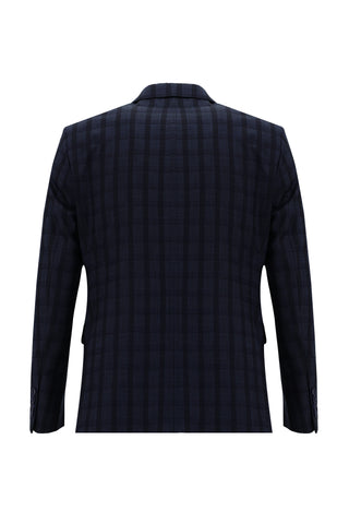 Açık Lacivert 7 Drop Slim Fit Dar Kesim Kombinli Ekose Takım Elbise