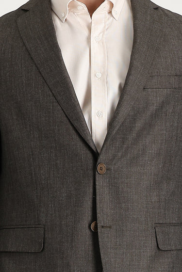 Orta Kahve Klasik Desenli Takım Elbise