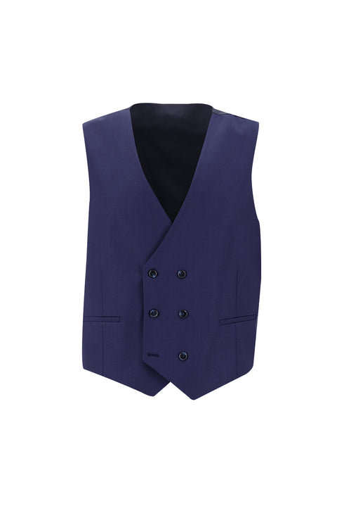 Orta Lacivert 7 Drop Super Slim Fit Eksra Dar Kesim Fit Yelekli Takım Elbise