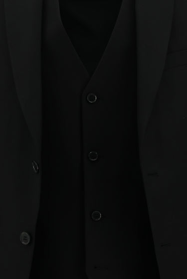 Siyah Slim Fit Dar Kesim Klasik Yelekli Takım Elbise