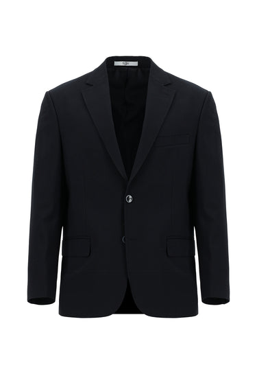 Koyu Lacivert Slim Fit Dar Kesim Yünlü Klasik Takım Elbise