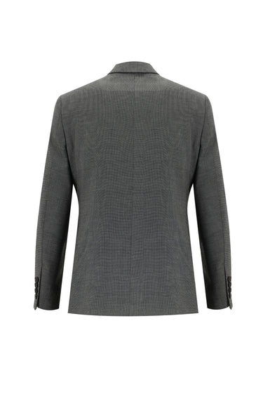 Orta Antrasit Slim Fit Dar Kesim Beli Lastikli İpli Desenli Takım Elbise