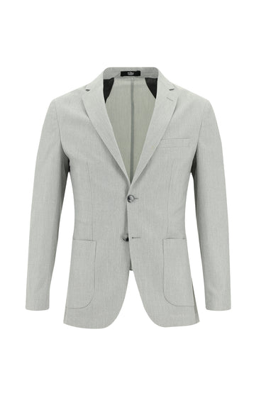 Orta Gri Super Slim Fit Ekstra Dar Kesim Beli Lastikli İpli Desenli Takım Elbise