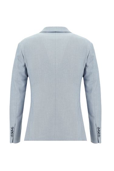 Açık Mavi Super Slim Fit Ekstra Dar Kesim Fit Beli Lastikli İpli Desenli Takım Elbise