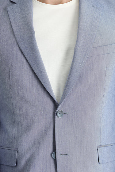 Açık Lacivert Slim Fit Dar Kesim Beli Lastikli İpli Takım Elbise