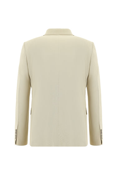 Açık Bej Slim Fit Dar Kesim Beli Lastikli İpli Takım Elbise